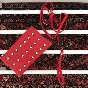Red and Gold Gem Studded Convertible Purse